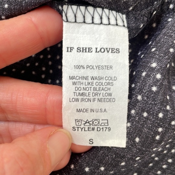 If she loves longsleeve short white black polka dot dress tie scarf size S - Picture 14 of 14